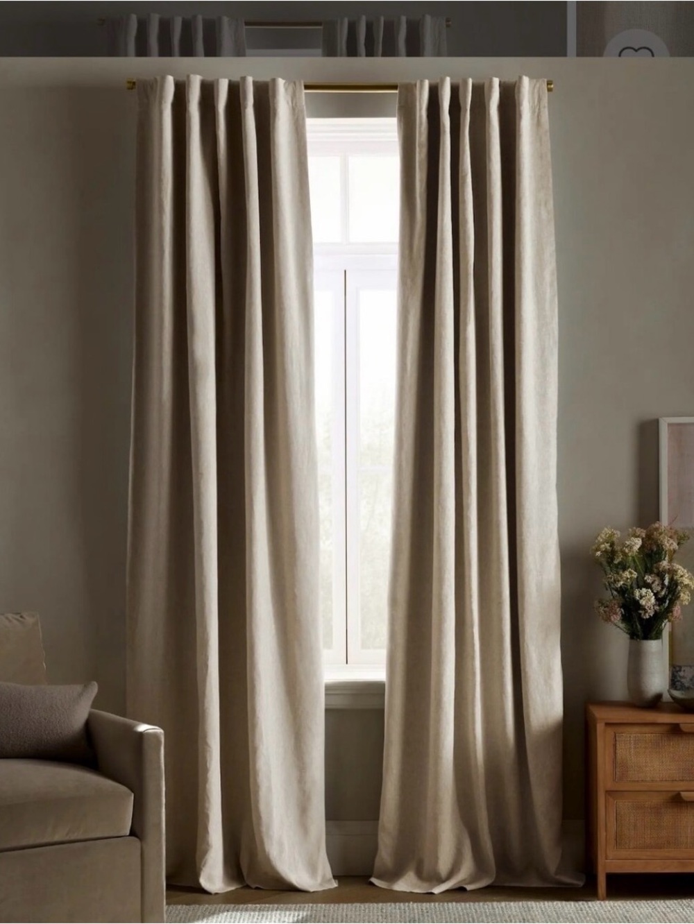 Quince 48"×96" European Linen Flax Black Out Curtain 1 Panel